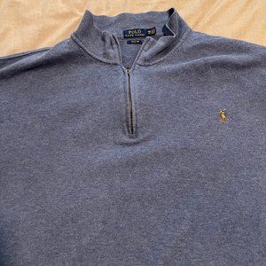 Ralph Lauren Polo Estate Rib 4xb 1/4 zip Sweater - Light Blue